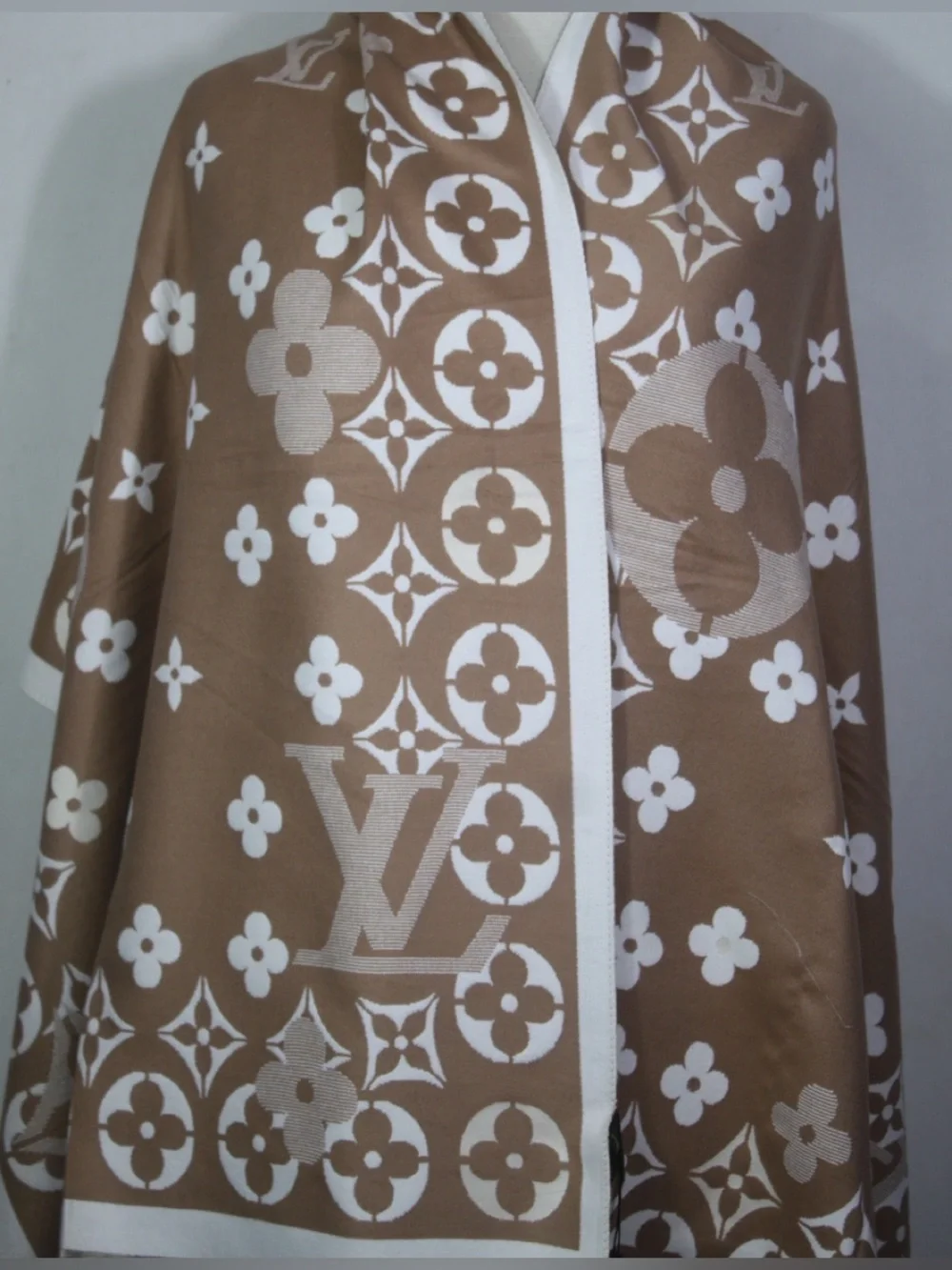 Louis Vuitton Brown and White Monogram Shawl Wrap